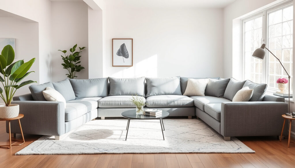 Hjørnesofa med sjeselong – størrelse, materiale og plassering